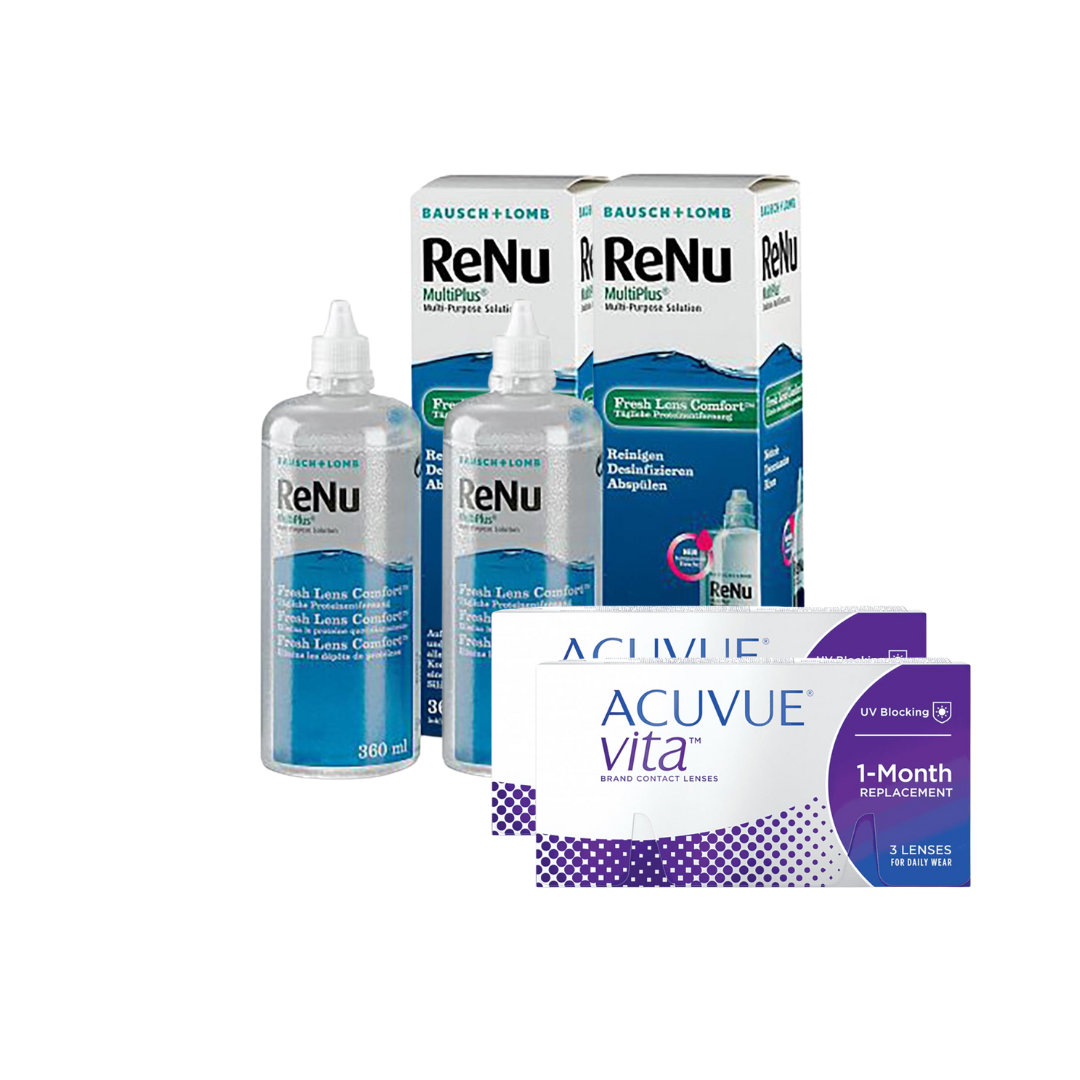 2 Cx Acuvue Vita 6 Lentes + 2x Renu Multiplus 300 ML - Image 2