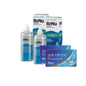 2 Cx AIR OPTIX Plus HydraGlyde 6 lentes + 2x Renu Multiplus
