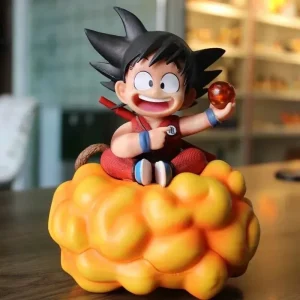 Action Figure Estátua Goku Criança na Nuvem Voadora com Dragon Ball e Bastão Mágico