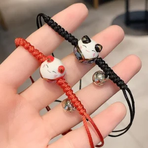 Pulseira do Gatinho da Sorte Adorável de Corda Ajustável Fofa e Estilosa