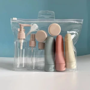 Kit de Viagem com 11 Itens Frascos Potes Spray para Cremes Shampoo Perfume com Bolsa de Transporte
