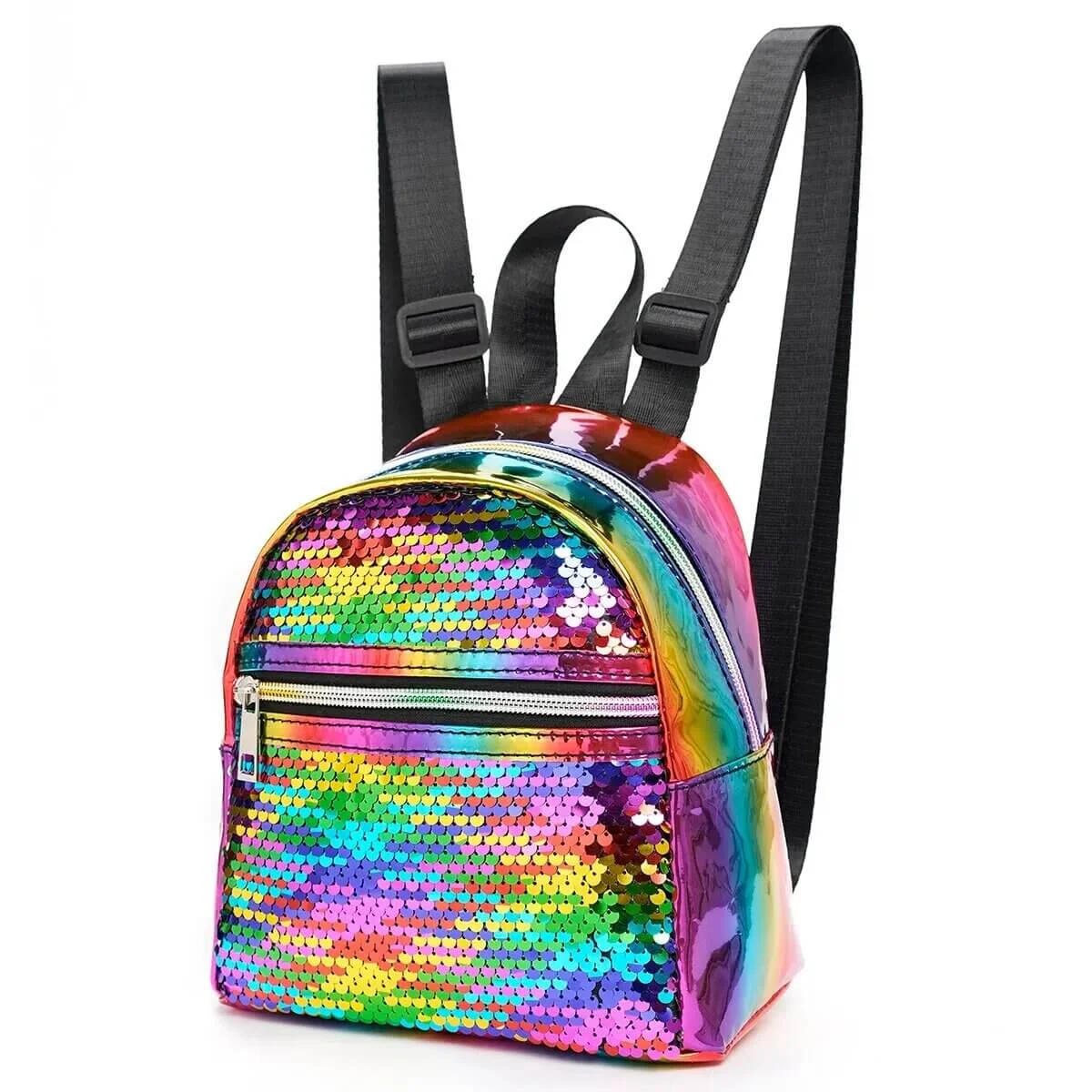 Mini Mochila Brilhante Colorida Feminina Estilo Fofo Macio Kawaii Colors Metalizada Criativa e Divertida - Image 4
