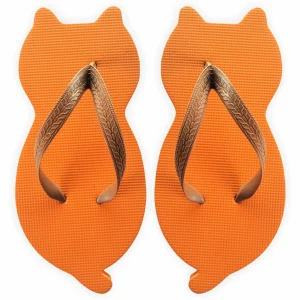 Chinelo De Gatinho Laranja – Original com Formato de Gato