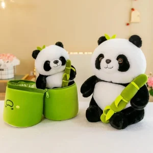 Urso Panda de Pelúcia com Bambu Que se Abre Fofo Macio e Criativo Kawaii